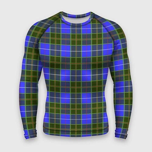 Мужской рашгард Ткань Шотландка сине-зелёная / 3D-принт – фото 1