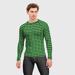 Рашгард мужской Чёрно-зелёная оптическая иллюзия, цвет: 3D-принт — фото 2
