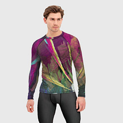 Рашгард мужской Неоновые волнообразные линии, цвет: 3D-принт — фото 2