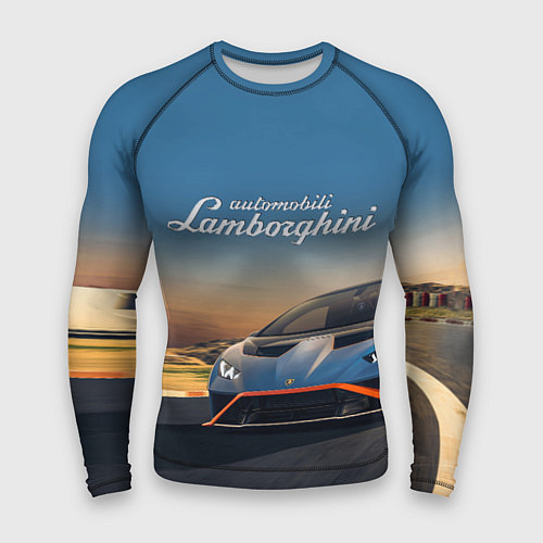 Мужской рашгард Lamborghini Huracan STO - car racing / 3D-принт – фото 1