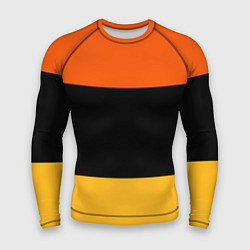 Мужской рашгард Полосатый оранжевый с черной и белой полосой