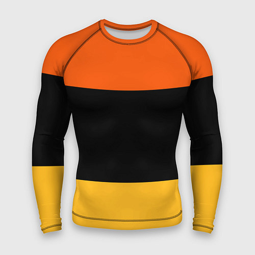 Мужской рашгард Полосатый оранжевый с черной и белой полосой / 3D-принт – фото 1