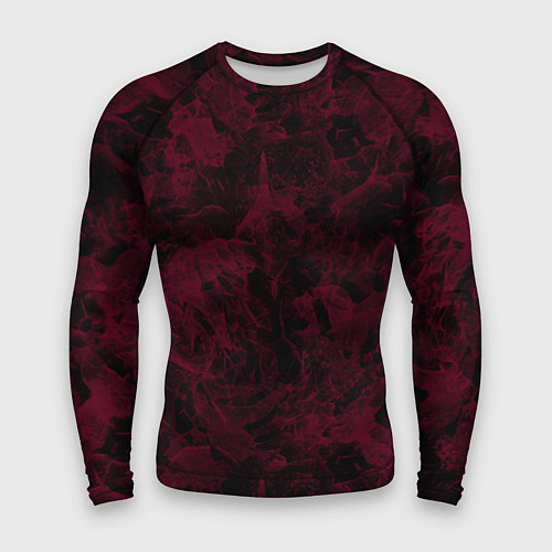 Мужской рашгард Черный и бордовый мраморный узор / 3D-принт – фото 1