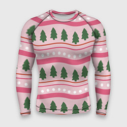 Рашгард мужской Новогодний свитер: розовый, цвет: 3D-принт