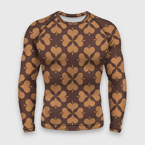 Мужской рашгард Четырехлистный клевер коричневый / 3D-принт – фото 1