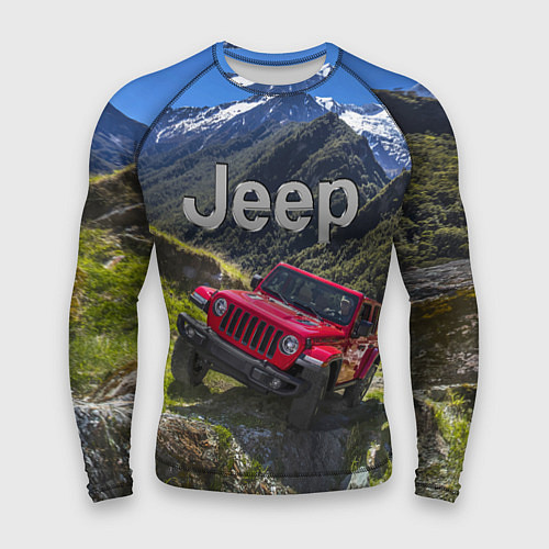 Мужской рашгард Chrysler Jeep Wrangler Rubicon - горы / 3D-принт – фото 1