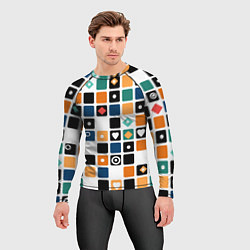 Рашгард мужской Разноцветный геометрический узор Мозаика, цвет: 3D-принт — фото 2