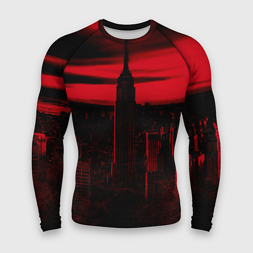 Мужской рашгард Город в красном цвете / 3D-принт – фото 1
