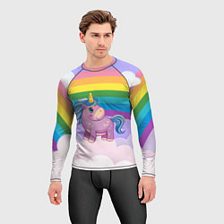 Рашгард мужской Единорог на фоне радуги, цвет: 3D-принт — фото 2