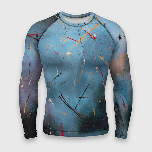 Мужской рашгард Тёмно-синий абстрактный туман и краски / 3D-принт – фото 1