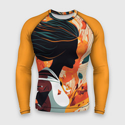 Рашгард мужской Девушка идёт: силуэт, цвет: 3D-принт