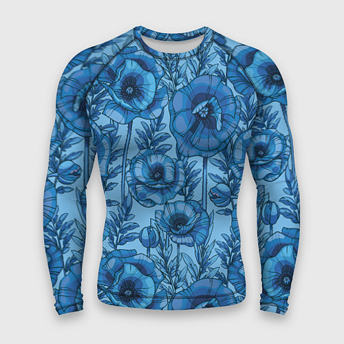 Мужской рашгард Синие цветы / 3D-принт – фото 1