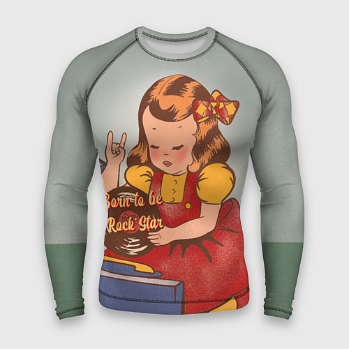 Мужской рашгард Девочка с виниловой пластинкой - рождена быть звез / 3D-принт – фото 1