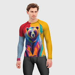 Рашгард мужской Медведь красочный, цвет: 3D-принт — фото 2