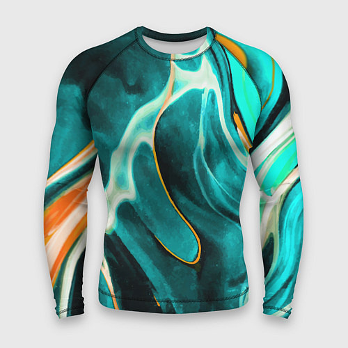 Мужской рашгард Жидкая краска - голубые разводы / 3D-принт – фото 1