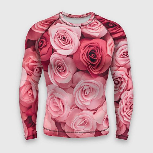 Мужской рашгард Чайная пыльная роза - нежно розовый цветок / 3D-принт – фото 1