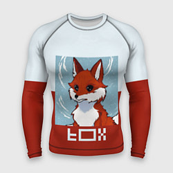 Мужской рашгард Пиксельная лиса с надписью fox