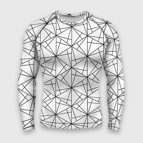 Мужской рашгард Чёрно-белый геометрический треугольный узор / 3D-принт – фото 1