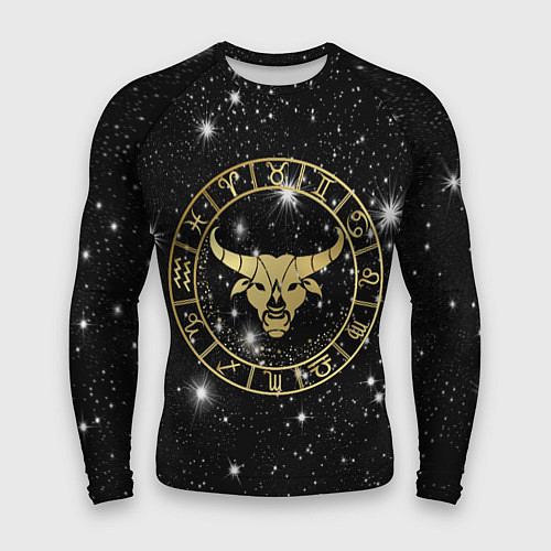 Мужской рашгард Телец золотой на звездном небе / 3D-принт – фото 1