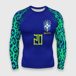 Рашгард мужской Винисиус Жуниор ЧМ 2022 сборная Бразилии гостевая, цвет: 3D-принт