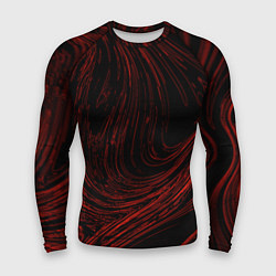 Рашгард мужской Абстракция красные кривые линии на черном, цвет: 3D-принт
