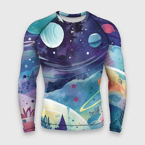 Мужской рашгард Абстрактный акварельный пейзаж: арт нейросети / 3D-принт – фото 1