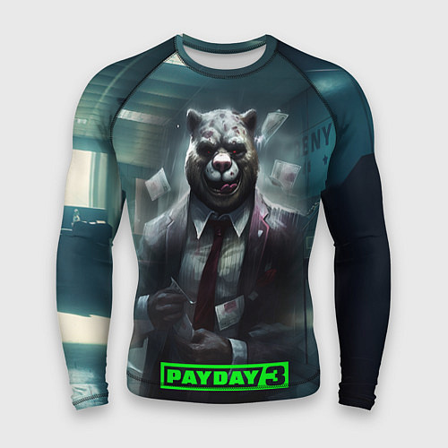 Мужской рашгард Payday 3 crazy bear / 3D-принт – фото 1