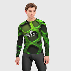 Рашгард мужской CS GO объемные зеленые соты, цвет: 3D-принт — фото 2
