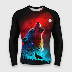 Рашгард мужской Волки воют на луну, цвет: 3D-принт