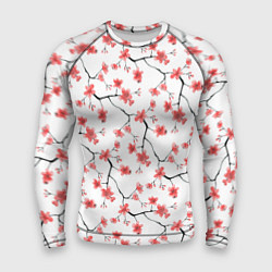 Рашгард мужской Акварельные цветы сакуры паттерн, цвет: 3D-принт