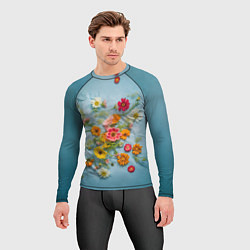 Рашгард мужской Букет полевых цветов на ткани, цвет: 3D-принт — фото 2
