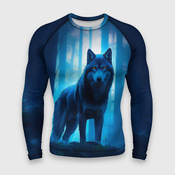 Рашгард мужской Волк в ночном лесу, цвет: 3D-принт