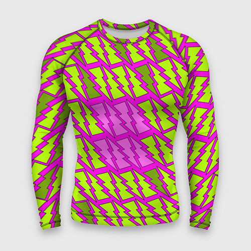 Мужской рашгард Ретро молнии розово-жёлтые / 3D-принт – фото 1