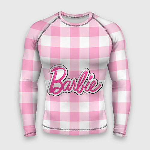 Мужской рашгард Барби лого розовая клетка / 3D-принт – фото 1