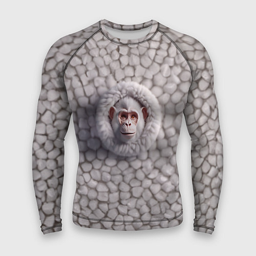 Мужской рашгард Забавная белая обезьяна / 3D-принт – фото 1