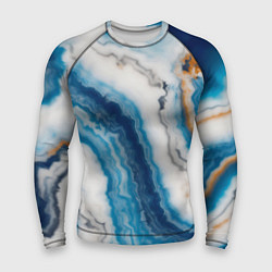Рашгард мужской Узор волна голубой океанический агат, цвет: 3D-принт