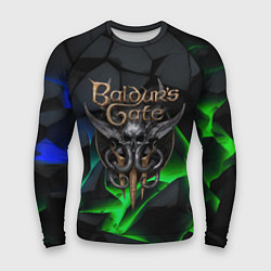 Рашгард мужской Baldurs Gate 3 black blue neon, цвет: 3D-принт