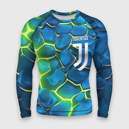 Мужской рашгард Juventus blue green neon / 3D-принт – фото 1