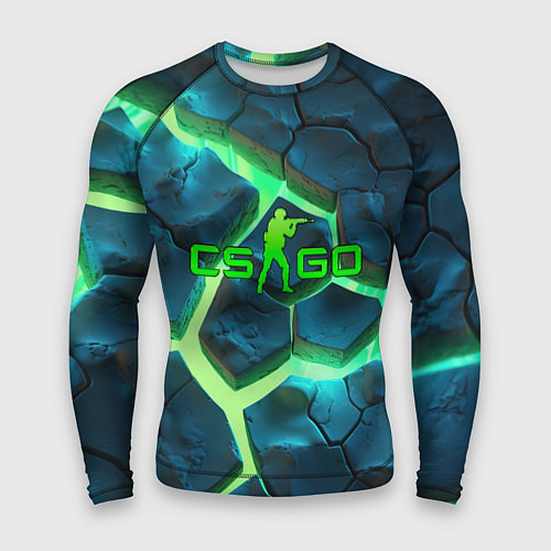 Мужской рашгард CS GO green texture logo / 3D-принт – фото 1