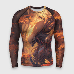 Рашгард мужской Ксеноморф в осеннем лесу, цвет: 3D-принт