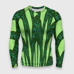 Рашгард мужской Зеленый растительный мотив, цвет: 3D-принт