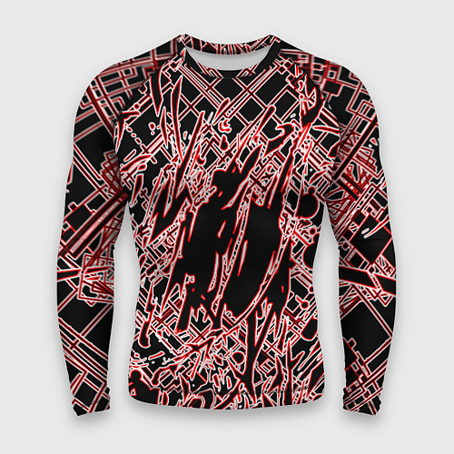 Мужской рашгард Кибернетическая клякса красная / 3D-принт – фото 1