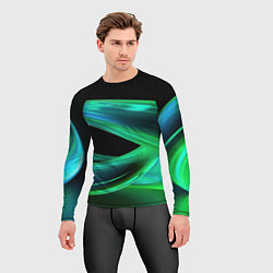 Рашгард мужской Green lines abstract, цвет: 3D-принт — фото 2