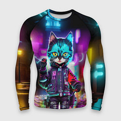 Мужской рашгард Cool kitten - cyberpunk - neon glow