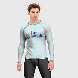 Рашгард мужской I am Kenough - фраза и костюм Кена в полоску, цвет: 3D-принт — фото 2