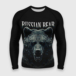Мужской рашгард Русский медведь на черном фоне