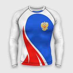 Рашгард мужской Герб РФ - white sport, цвет: 3D-принт