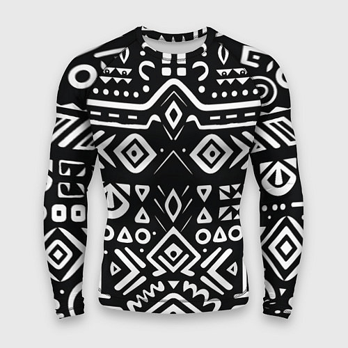 Мужской рашгард Черно-белый абстрактный паттерн / 3D-принт – фото 1