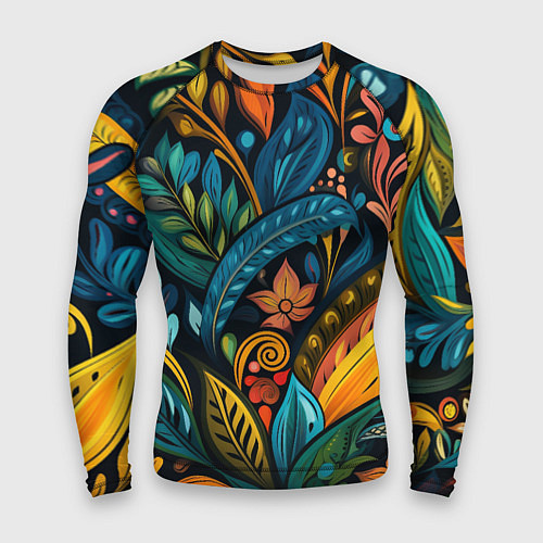 Мужской рашгард Растительный узор в бразильском стиле / 3D-принт – фото 1