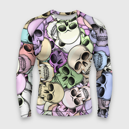 Мужской рашгард Разноцветные черепа паттерн / 3D-принт – фото 1